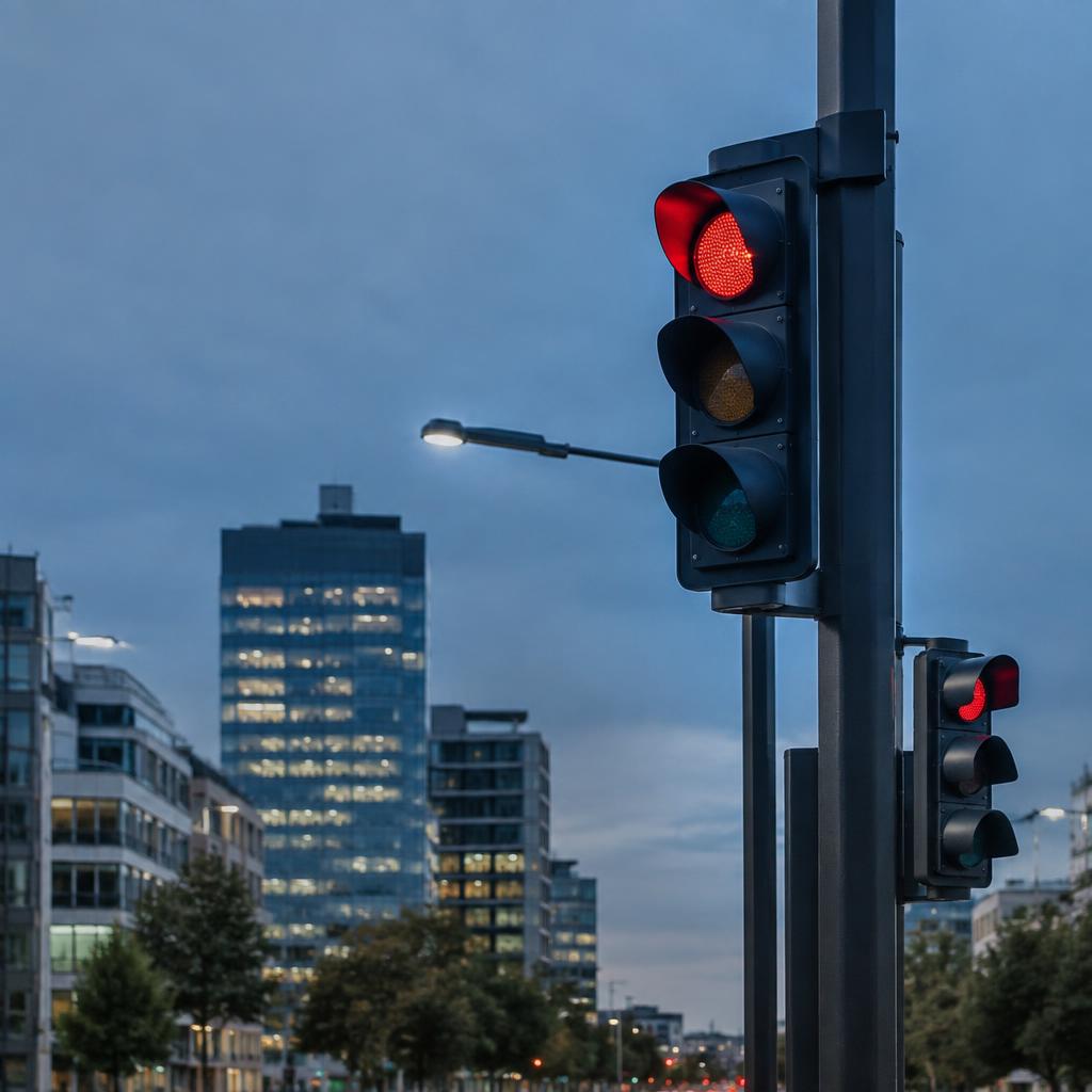 LED šviesoforai miesto sankryžoje